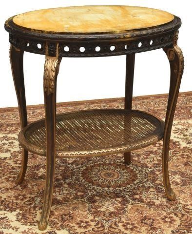 Appraisal: French Louis XV style table oval tabletop with inset marble