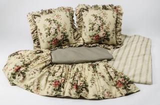 Appraisal: Five piece queen size custom made bedding ensemble includes coverlet