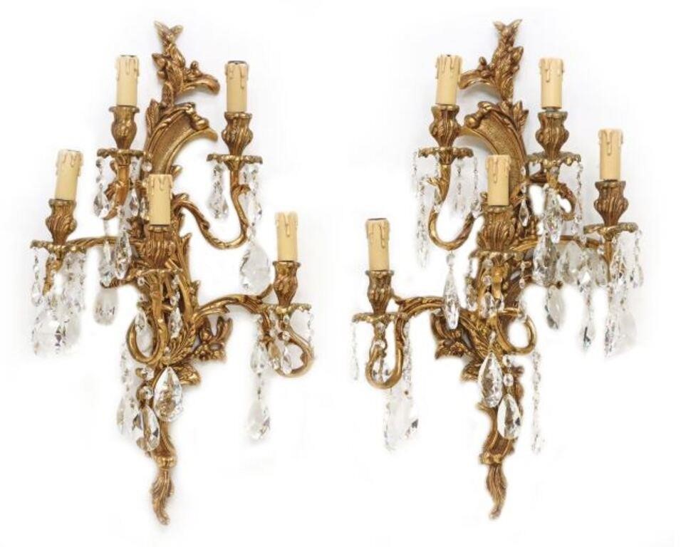 Appraisal: pair Louis XV style gilt bronze wall sconces th c