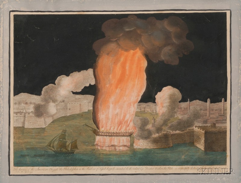 Appraisal: John B Guerrazzi engraver The Burning of the American Frigate