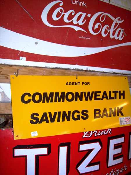 Appraisal: THREE ENAMEL SIGNS- 'COCA COLA' CIRCA 'S 'COMMONWEALTH BANK' AND