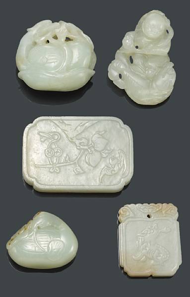 Appraisal: A group of nine small jade carvings The first a