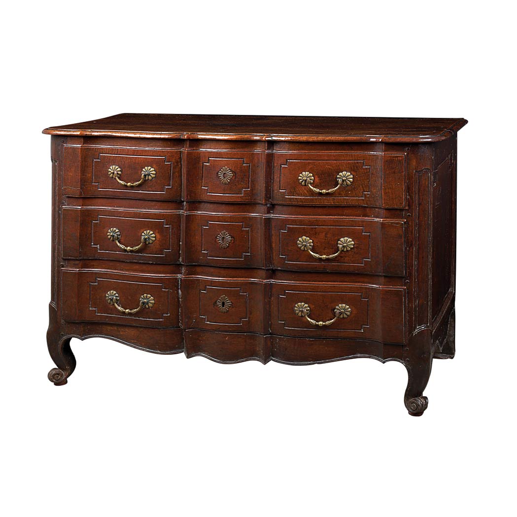 Appraisal: Provincial Louis XV Walnut Commode Mid th century The molded