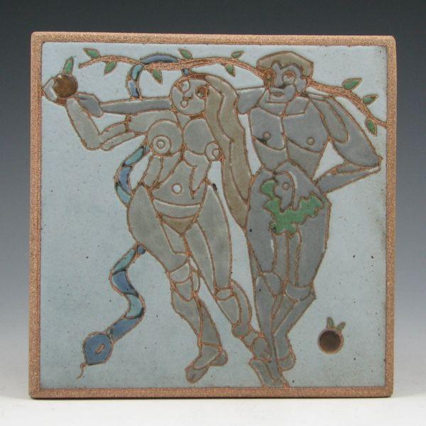 Appraisal: Kurt Wild tile with Adam Eve decoration including the serpent