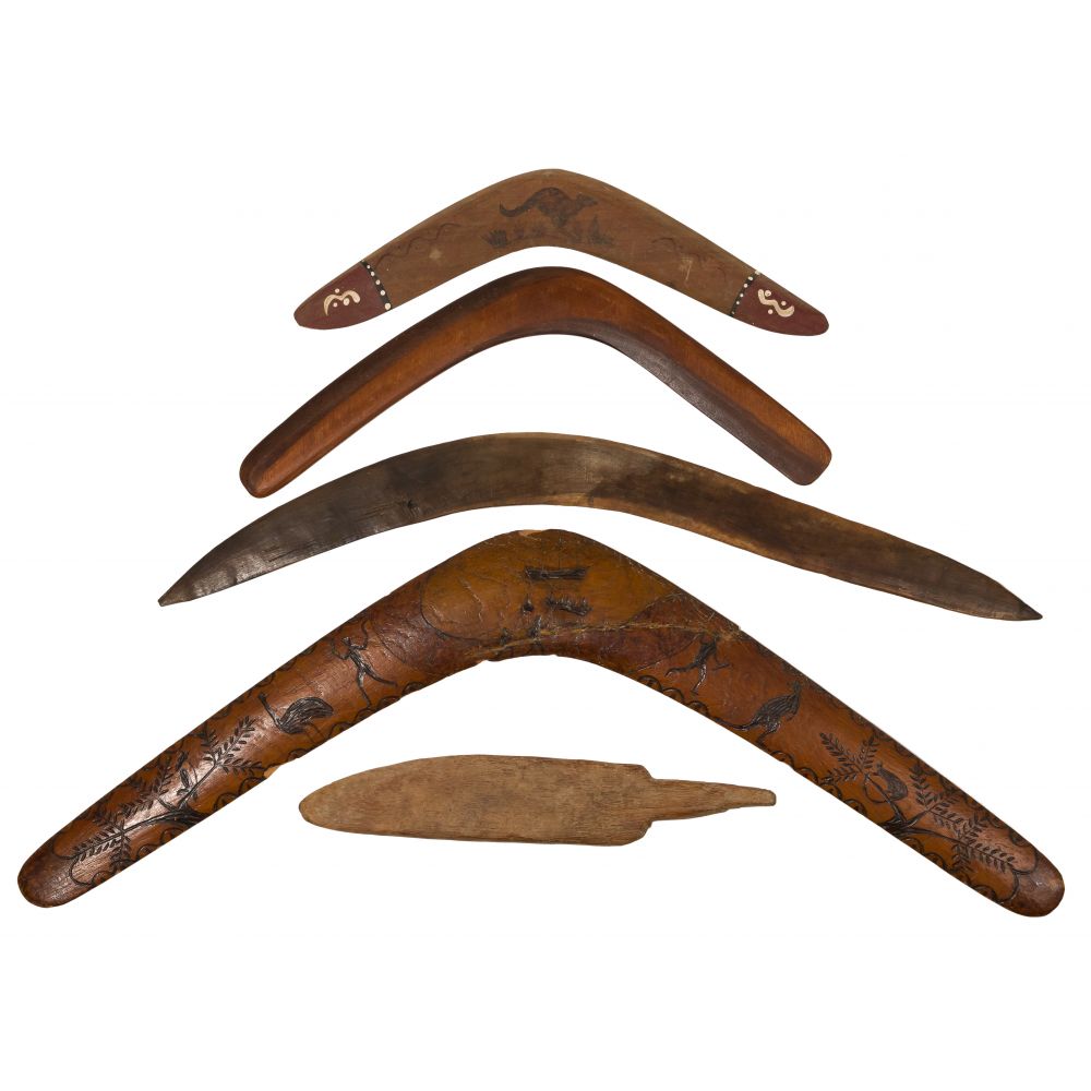 Appraisal: AUSTRALIAN BOOMERANG ASSORTMENT items in various sizes including examples from