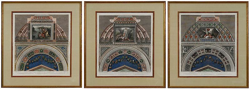 Appraisal: Giovanni Ottaviani Engraver Italian Three Architectural views of Raphael's Loggia