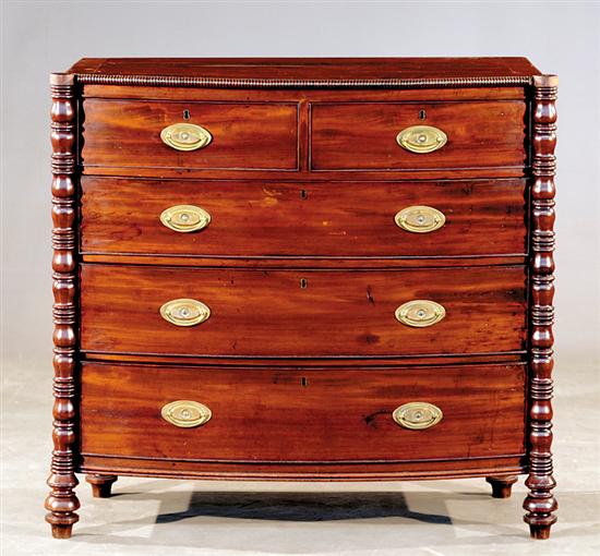 Appraisal: Federal mahogany bow front chest of drawers first half th