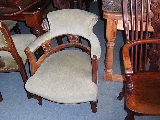 Appraisal: A PAIR OF VICTORIAN UPHOLSTERED BEECHWOOD TUB ARMCHAIRS