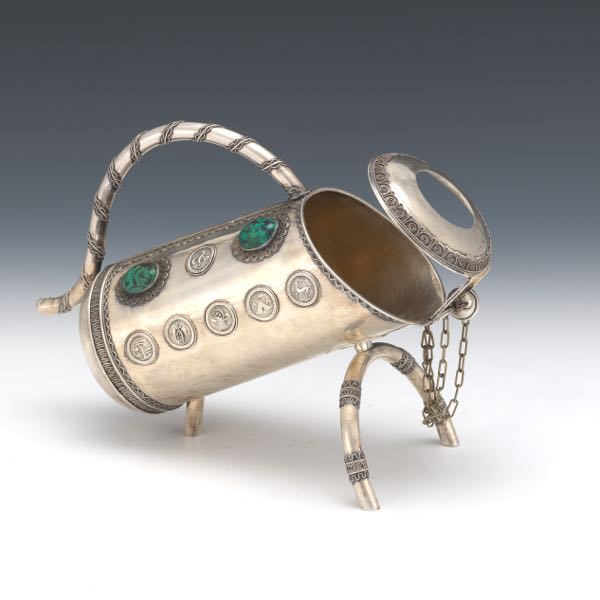 Appraisal: STERLING SILVER WINE BOTTLE HOLDER x x Sterling silver Judaica