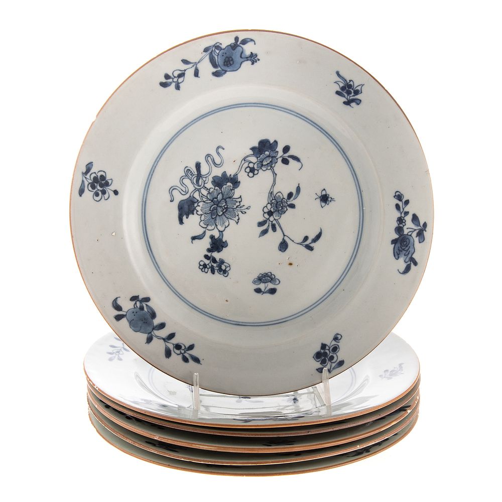 Appraisal: Six Chinese Export Blue White Plates Circa with floral and