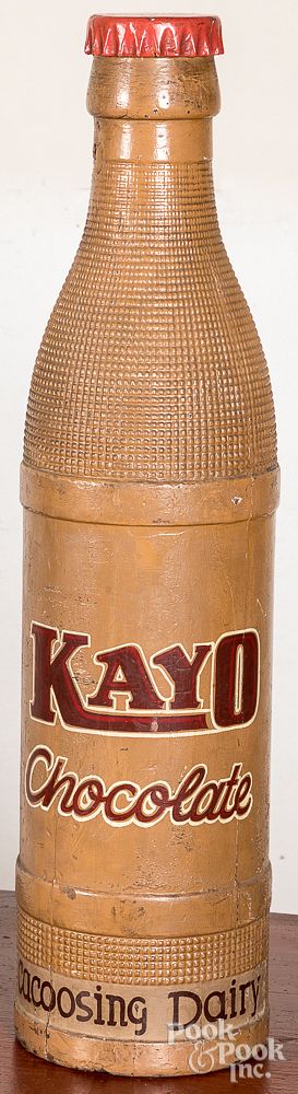 Appraisal: Kayo Chocolate milk bottle store display Carved and painted wood