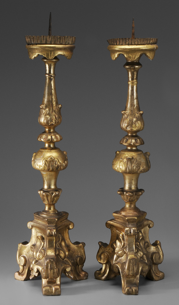 Appraisal: Pair Continental Baroque Pricket Sticks probably Italian th century or