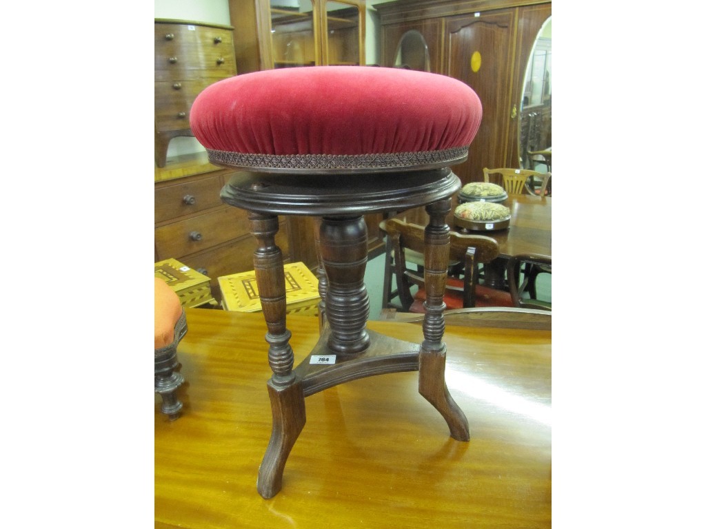 Appraisal: Victorian mahogany revolving piano stool