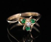 Appraisal: Ladies' Emerald Diamond Ring A k yellow gold ring set