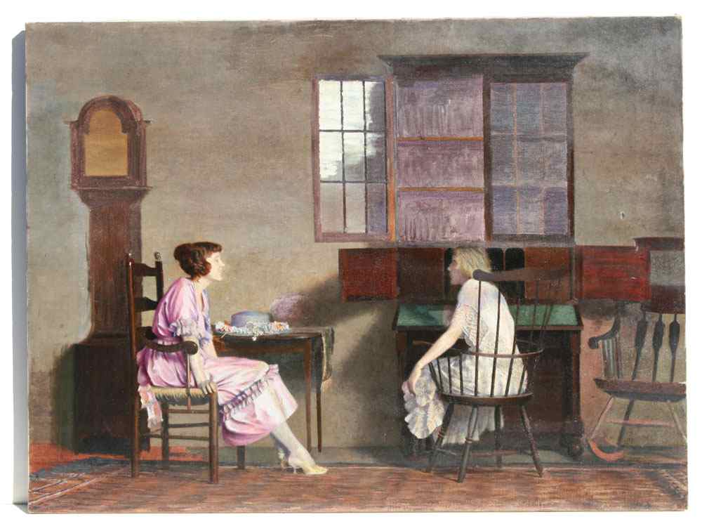 Appraisal: KENNARD Waldo American th th Century Interior Scene with Two