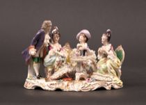 Appraisal: Dresden Tea Party Porcelain Figural Dresden Tea Party figural features