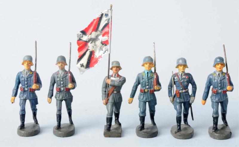 Appraisal: Elastolin Lineol Luftwaffe Marchers Includes four cm Elastolin marchers one