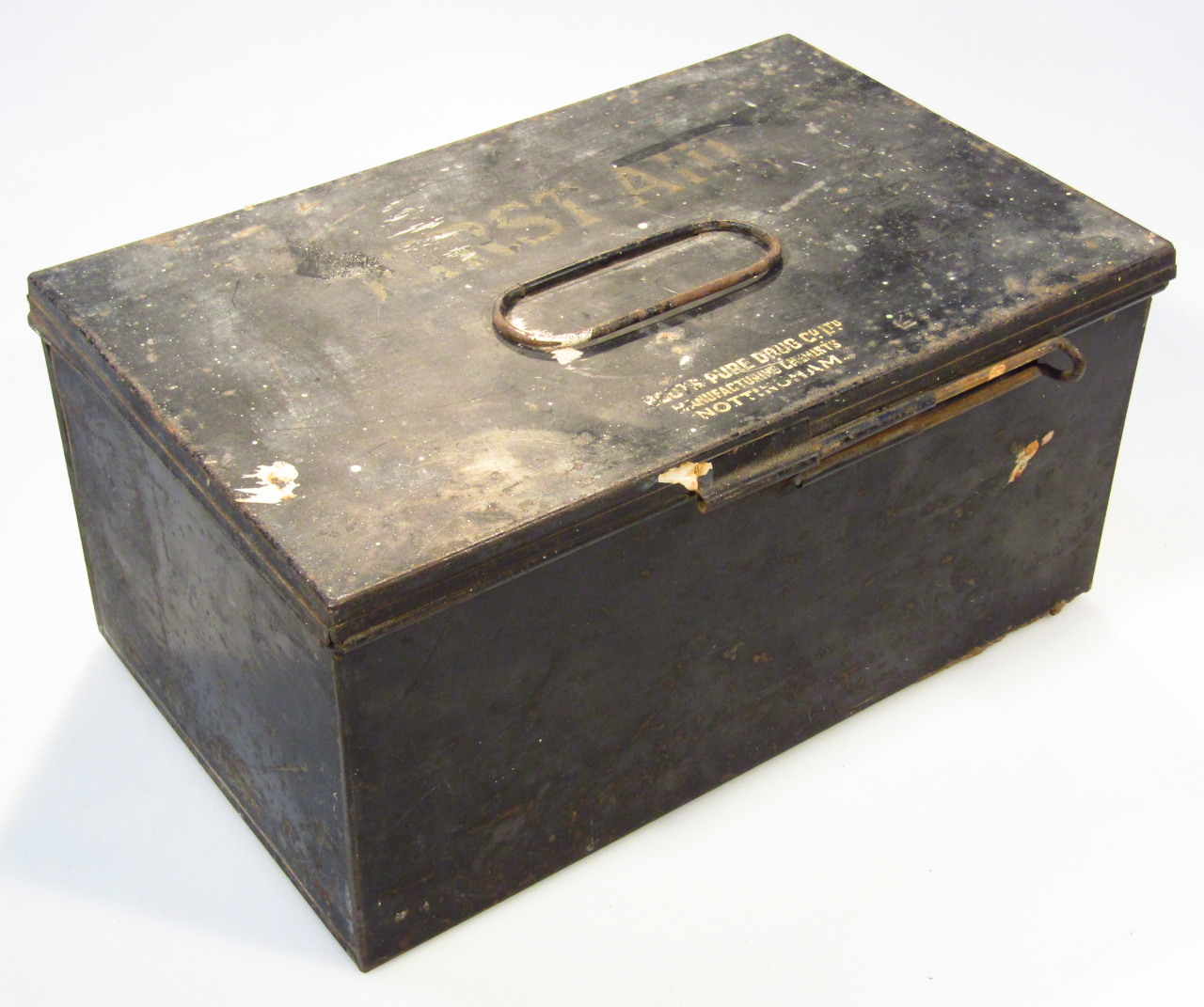 Appraisal: An early thC metal cased First Aid tin the hinged