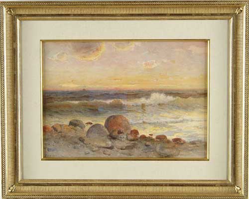 Appraisal: FRANK KNOX MORTON REHN American - SUNSET SHORELINE Colorful watercolor