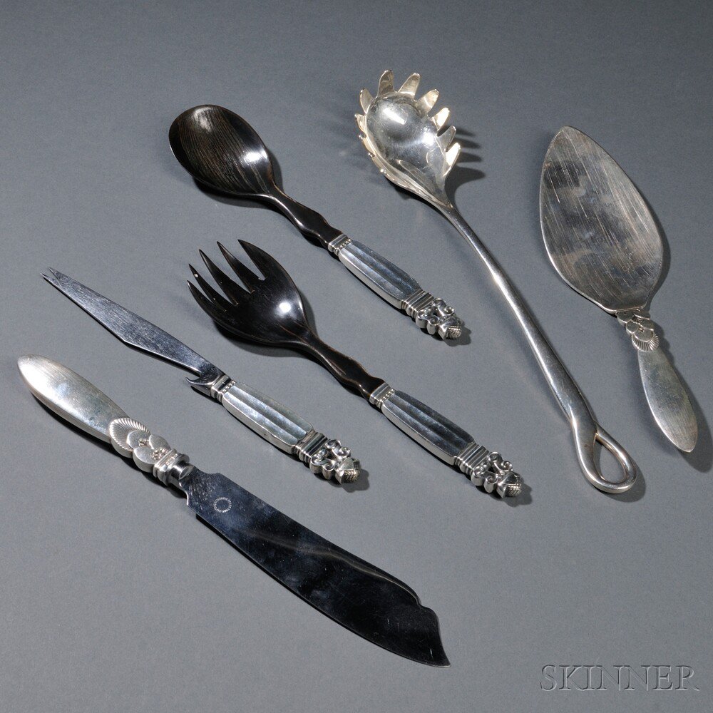 Appraisal: Five Georg Jensen Serving Items and an Elsa Peretti for