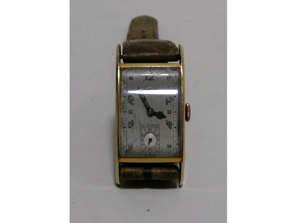 Appraisal: Gents Art Deco rectangular faced wrist watch by Lucina