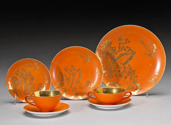 Appraisal: A Dorothy Thorpe porcelain dinner service in the 'Persimmon' pattern