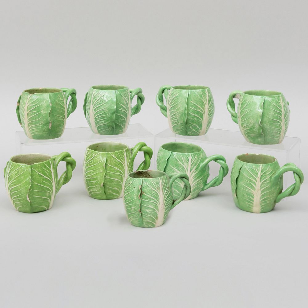 Appraisal: Group of Nine Dodie Thayer Porcelain Lettuce Form Mugs Various