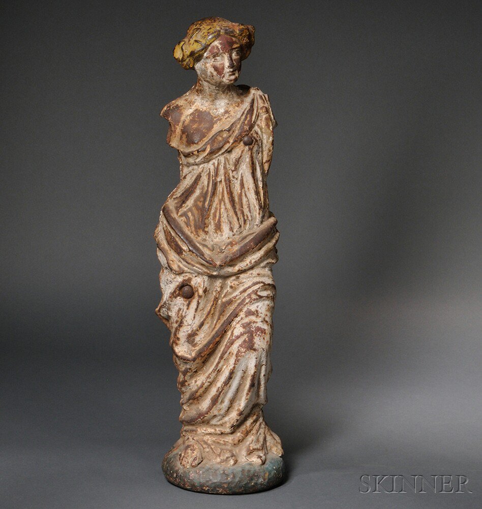 Appraisal: Painted Cast Iron Figure of a Classical Female Figure America