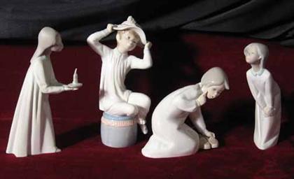 Appraisal: Four piece Lladro figures of young girls Girl with hat