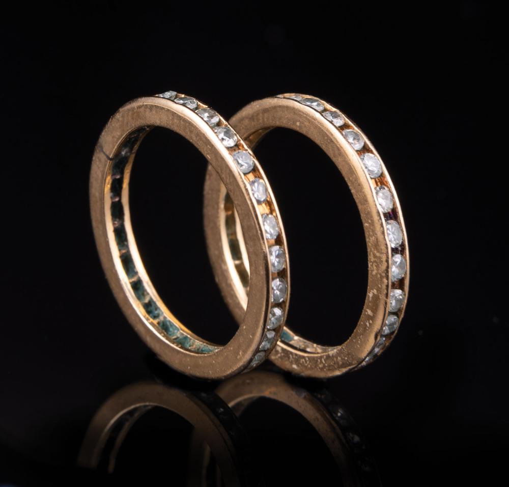 Appraisal: Pair of kt Yellow Gold and Diamond Guard Rings Please