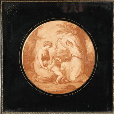 Appraisal: After Angelica Kauffman Infancy of Bacchus Engraving by Cipriani circular