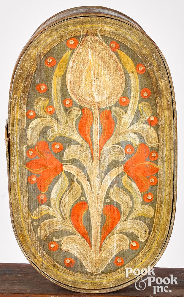 Appraisal: Continental painted bentwood brides box th c Continental painted bentwood