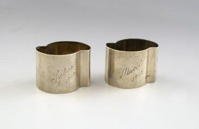 Appraisal: A pair of Russian silver napkin rings of shaped oval