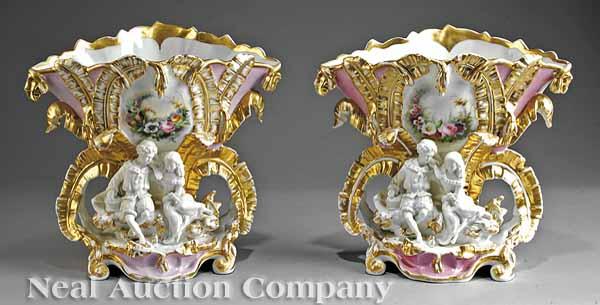 Appraisal: A Pair of Paris Porcelain and Biscuit Polychrome and Gilt-Decorated