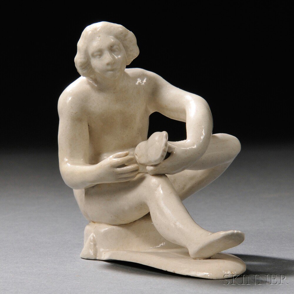 Appraisal: Staffordshire Salt-glazed Stoneware Greco-Roman Figure of a Boy England c