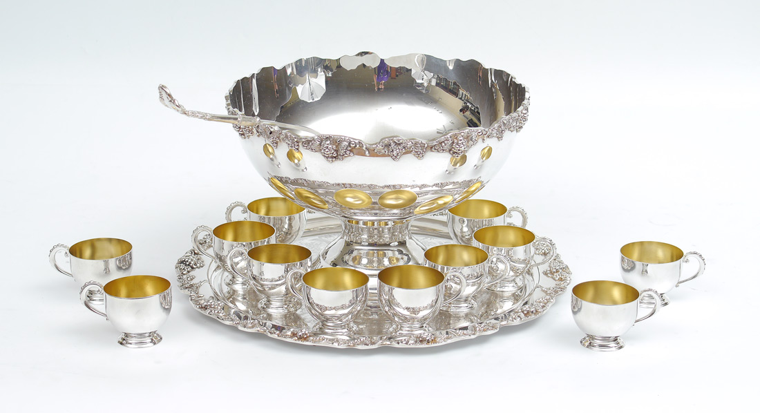 Appraisal: TOWLE SILVERPLATE PUNCH BOWL SET To include Punch bowl with