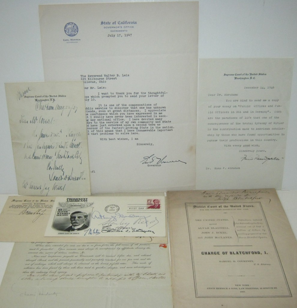 Appraisal: SUPREME COURT Group of items Signed or Signed and Inscribed