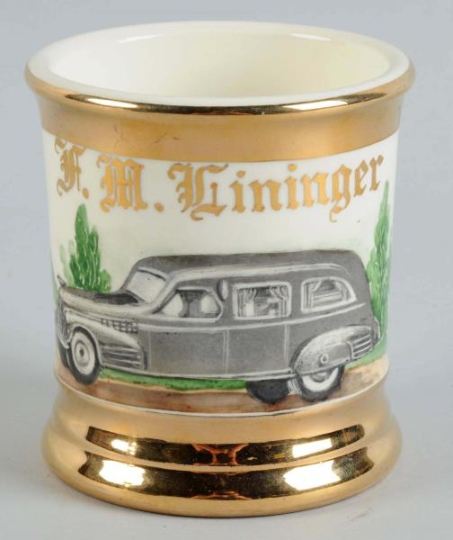 Appraisal: Hearse Shaving Mug Shaving mug depicts a 's era hearse