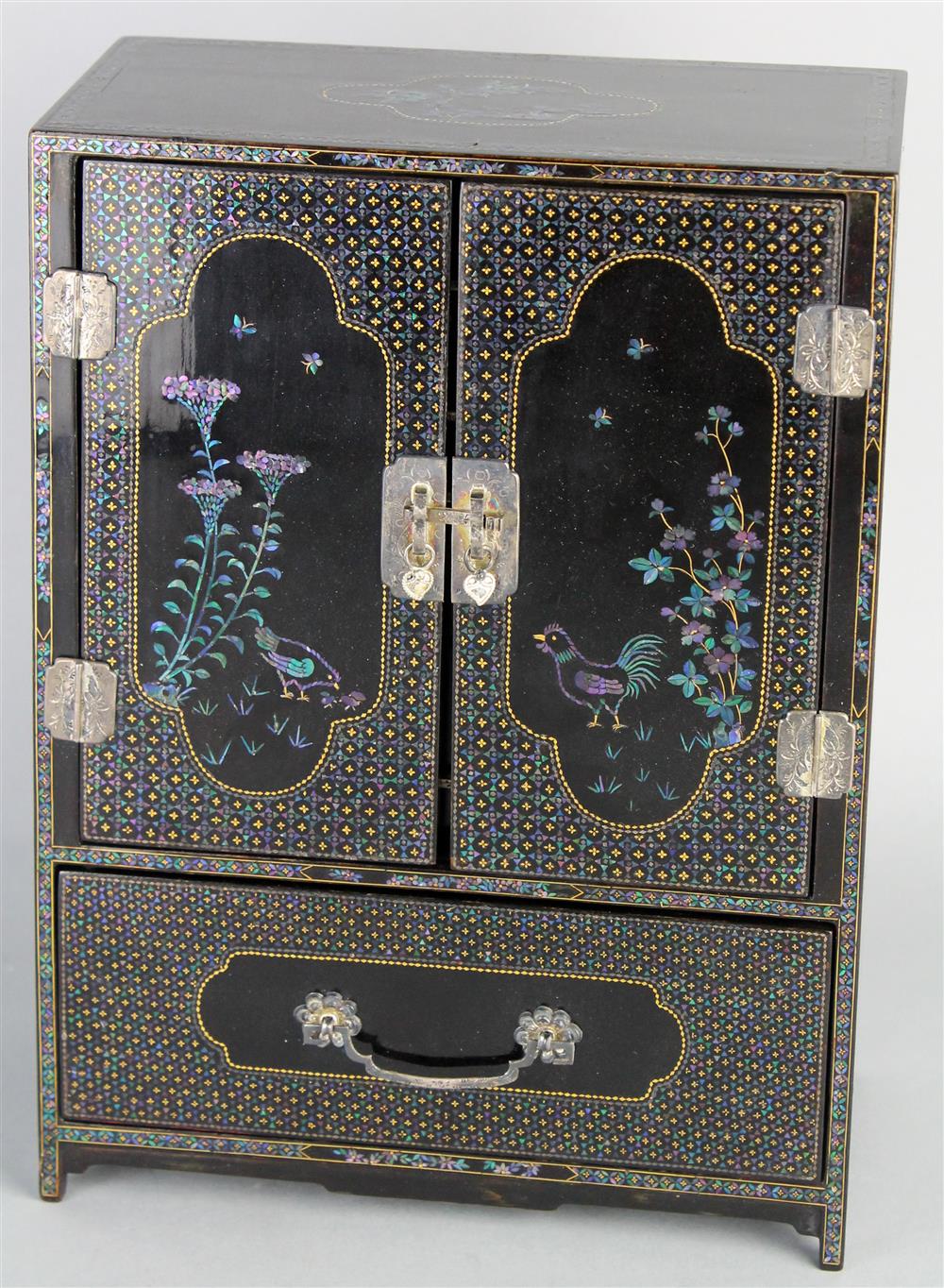 Appraisal: MOTHER-OF-PEARL AND GOLD INLAID BLACK LACQUER DISPLAY CABINET KOREAN OR