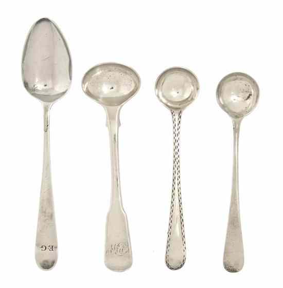 Appraisal: Four English Silver Salt Spoons London comprising an example by