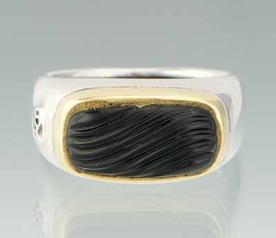 Appraisal: A David Yurman Sterling Silver Carved Onyx and Gold Ring