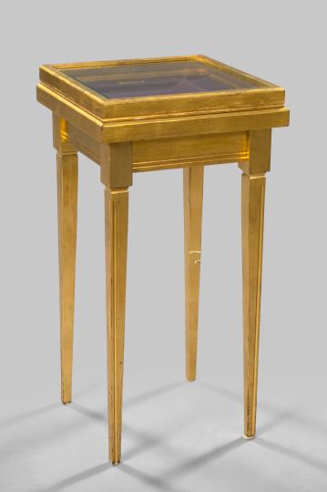 Appraisal: French Giltwood Vitrine Table in the neoclassical taste the glazed