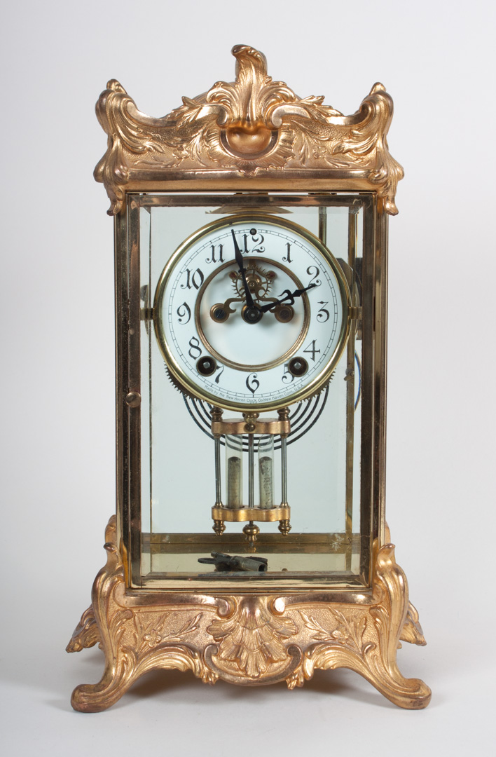 Appraisal: New Haven Rococo style crystal regulator clock early th century