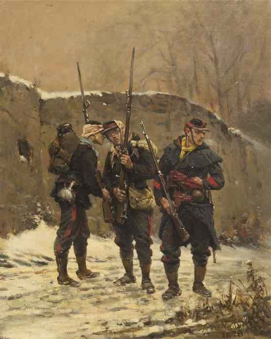 Appraisal: Alphonse Marie de Neuville French - Three Soldiers in Winter