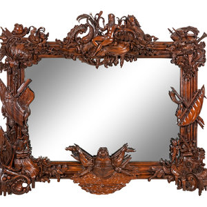 Appraisal: A Continental Carved Mahogany Mirror of Naval Interest th Century