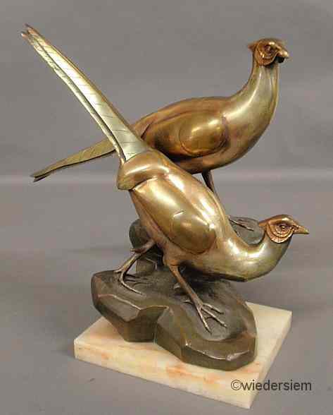 Appraisal: Bronze figural group of two pheasants signed J Rochars'' and