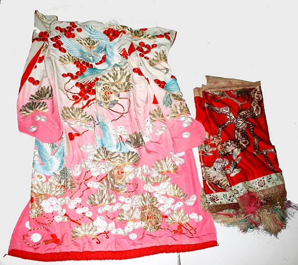 Appraisal: General Works of Art Including a Japanese kimono embroidered with