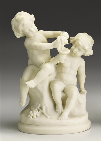 Appraisal: White composite marble figure group Depicting a pair of bacchic