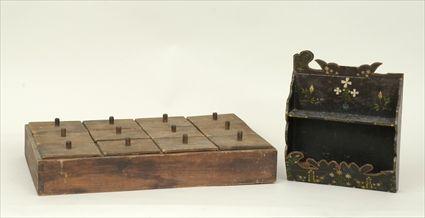 Appraisal: Wood Spice Box with Twelve Lids and a Black Painted