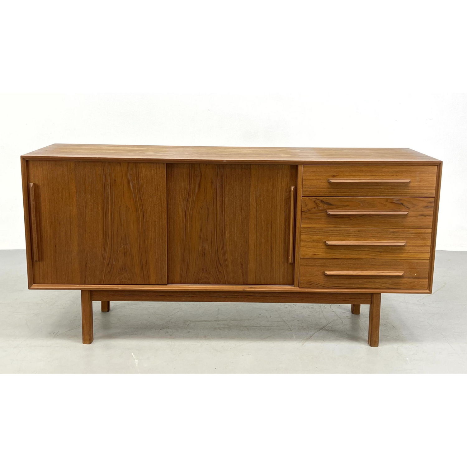 Appraisal: Midcentury Modern Teak Credenza with sliding doors Dimensions H inches